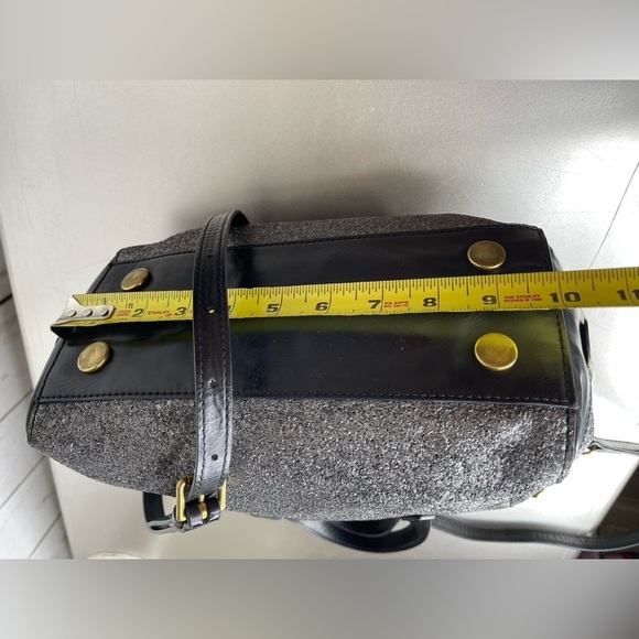 Fossil Sydney Gunmetal & Black Glitter Satchel Crossbody Shoulder Bag - Picture 8 of 8